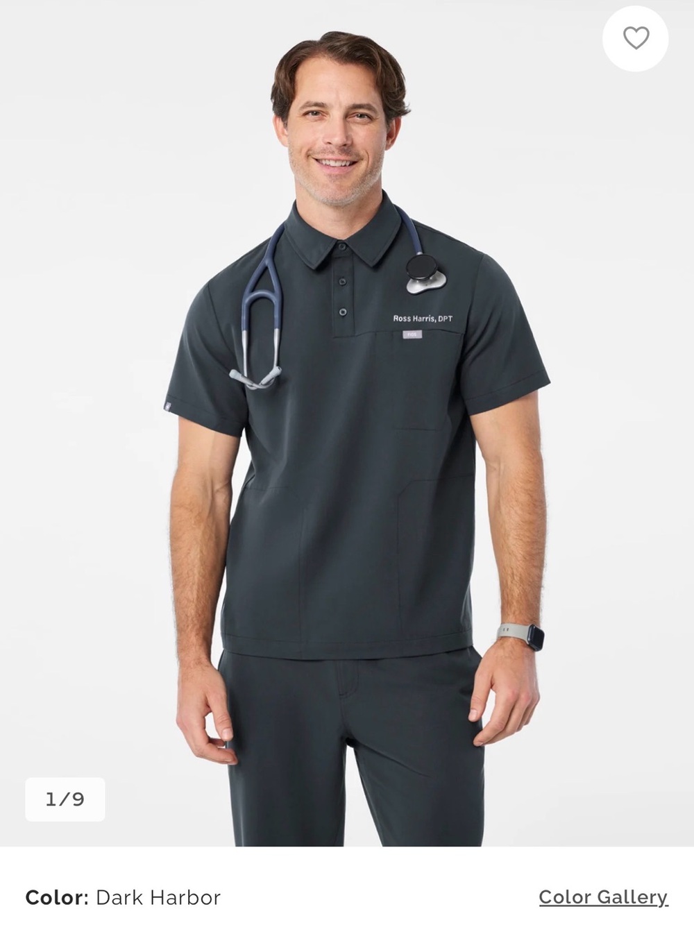 FIGS Dark Harbor Men's Polo Scrub Top & Bottom